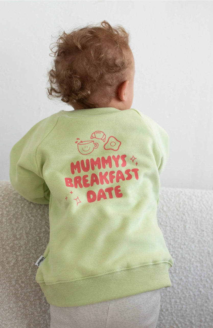 Sweatshirt Hellgrün "Mummys breakfast date"