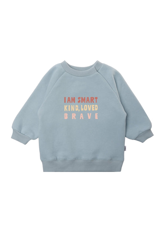 Sweatshirt Hellblau "smart, kind, loved"